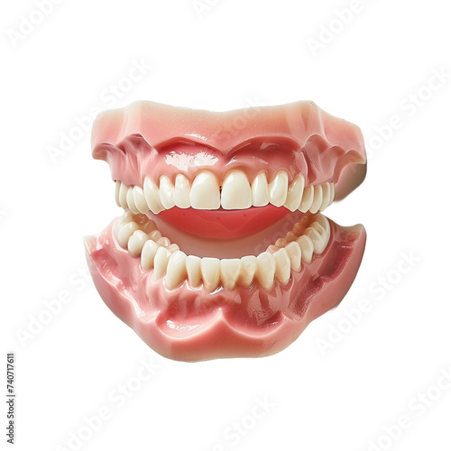 dental fake mouth with teeth isolated on transparent background - Generative AI 
