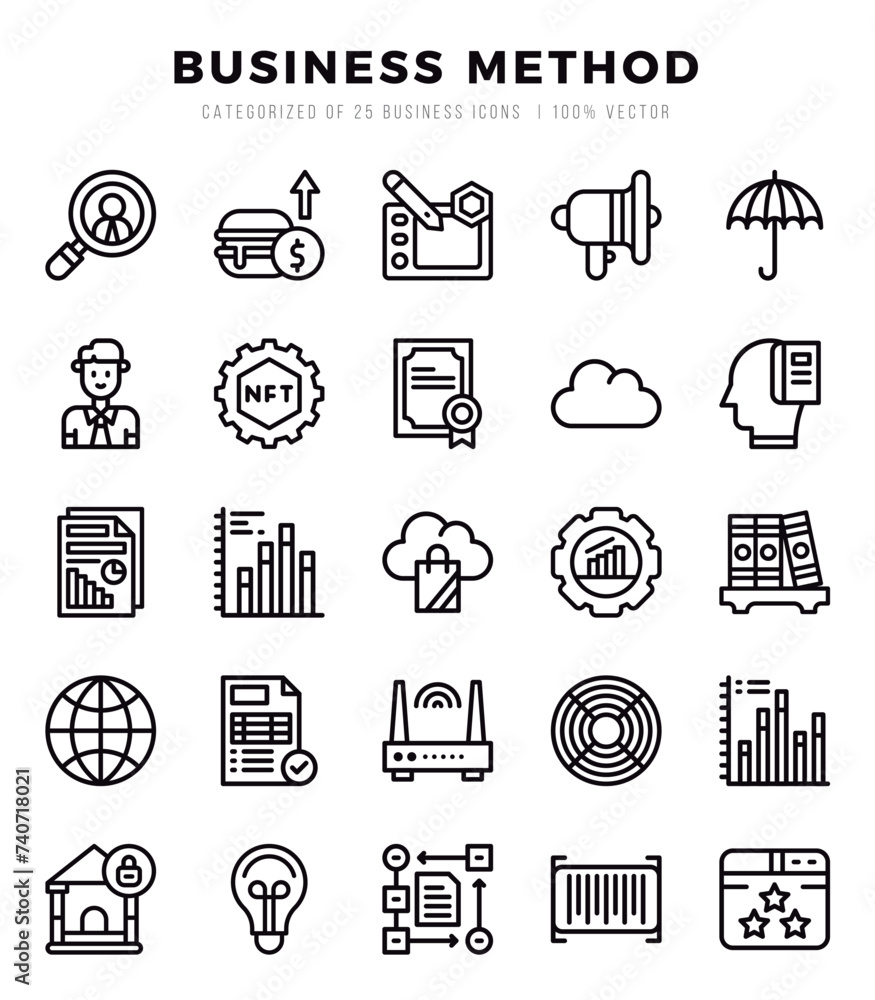 Business Method Icons bundle. Lineal style Icons. Vector illustration.
