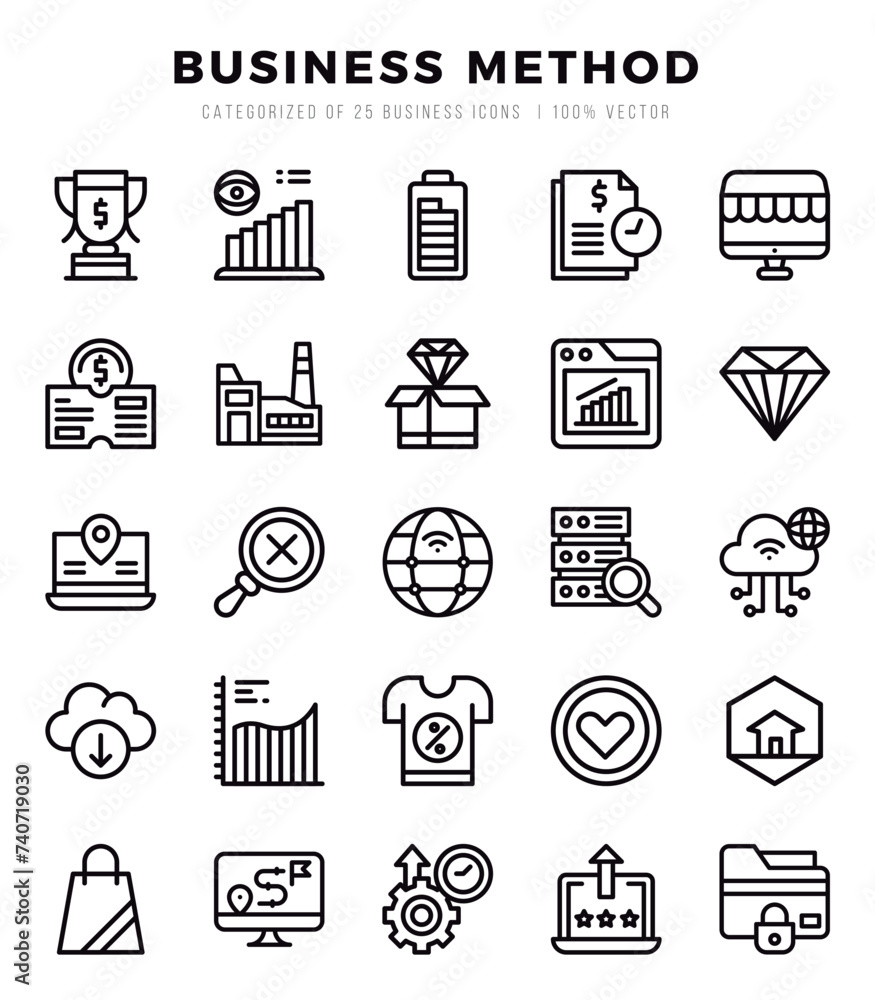 Business Method icon pack for your website. mobile. presentation. and logo design. - obrazy, fototapety, plakaty 