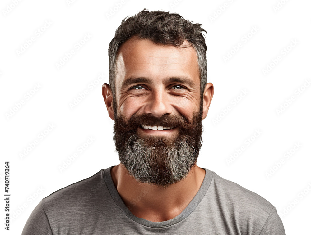 Fototapeta premium Handsome bearded man smiling, cut out