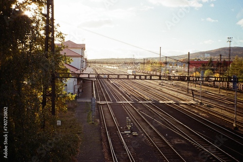 Chomutov train station in Czechia on 6. November 2023 on film photo - blurriness and noise of scanned 35mm film were intentionally left in image