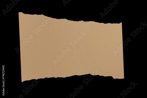 Ripped rough piece of paper. Element for design isolated on black background universal