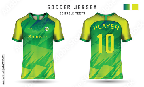 Sublimation soccer, colorful jersey template. Sportst-shirt design for cricket, football, gaming jersey.