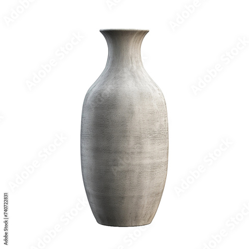 One grey vase isolated on white background