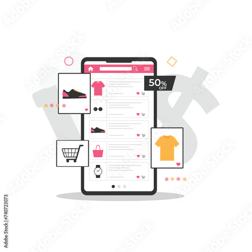 Online Shopping Sale Concept Vector Illustration