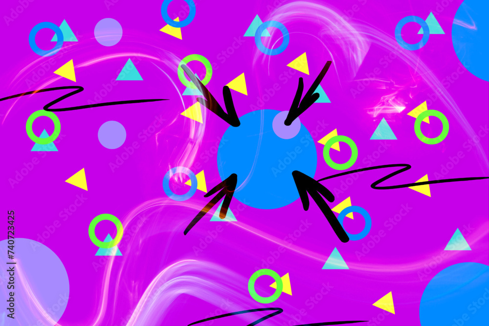 Illustration motif design des années 80, 92 colorées