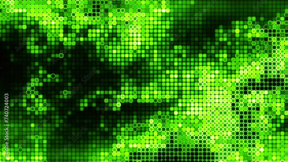 Abstract loop glittering glow green square lights digital grid technology pattern.4K 3D Futuristic Technology Light illumination Wall background.Modern Blinking Electronic motion Abstract loop glittering glow green square lights digital grid technology pattern.4K 3D Futuristic Technology Light illumination Wall background.Modern Blinking Electronic motion
