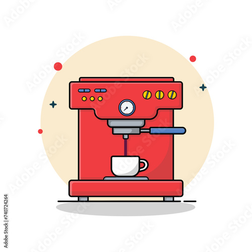 Coffee Maker Vector Illustration. Kitchen Equipment Concept 
