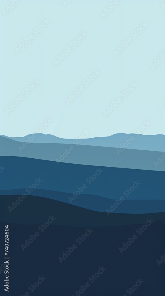 Abstract Blue Ocean Waves Minimalist Background