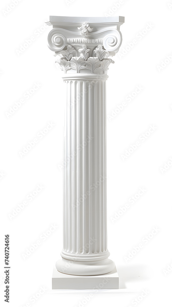 White greek column isolated on white background White greek column isolated on white background