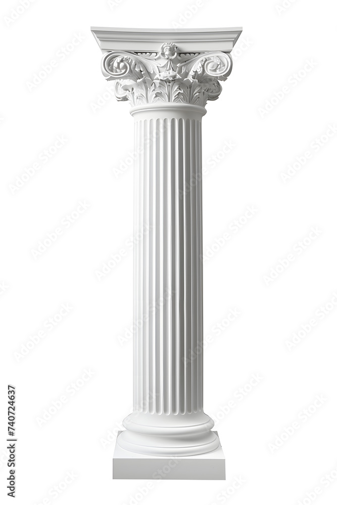 White greek column isolated on white background White greek column isolated on white background