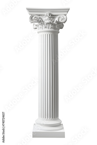  White greek column isolated on white background