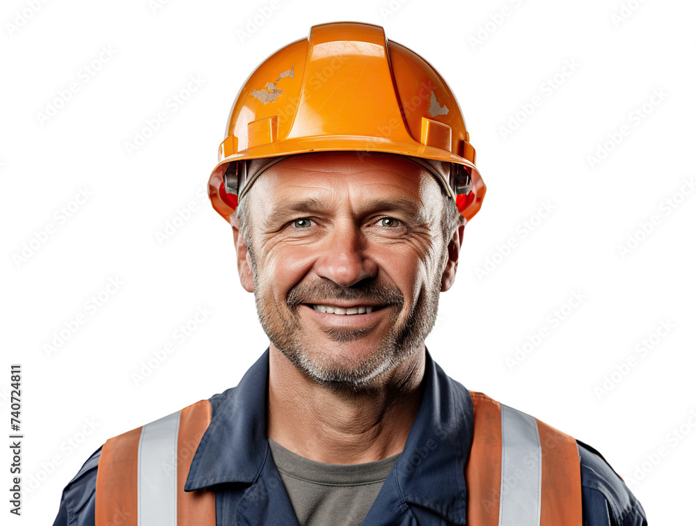 Happy builder or construction worker, cut out Happy builder or construction worker, cut out