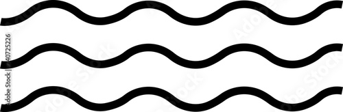 Sea wave icon. Water logo, line ocean symbol in vector trendy flat style. Various waves water lake river black linear icon design isolated on transparent background use for website and mobile app. photo