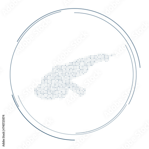 The angle grinder symbol filled with dark blue dots. Pointillism style. Vector illustration on white background