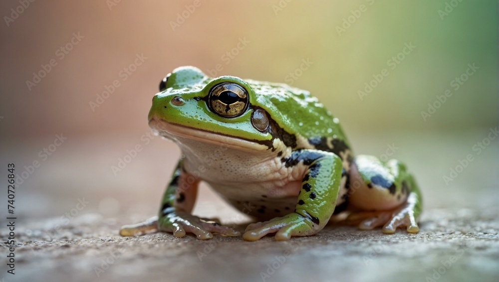 A majestic green and black frog takes a leap on a february day, embracing its true amphibian nature among the outdoor shrubbery and wildlife A majestic green and black frog takes a leap on a february day, embracing its true amphibian nature among the outdoor shrubbery and wildlife