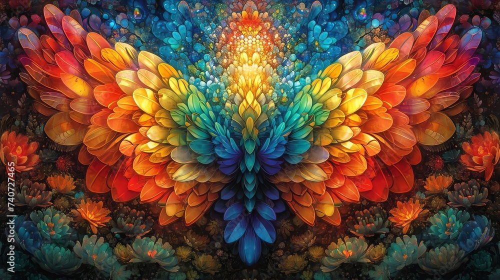 Obraz premium Stained glass window background with colorful abstract