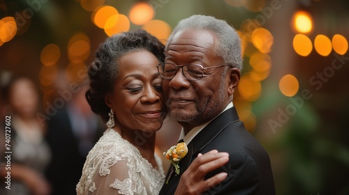 Wedding Vow Renewal. Celebrating their enduring love, the retired husband and wife renew their wedding vows in a romantic ceremony surrounded by family and friends