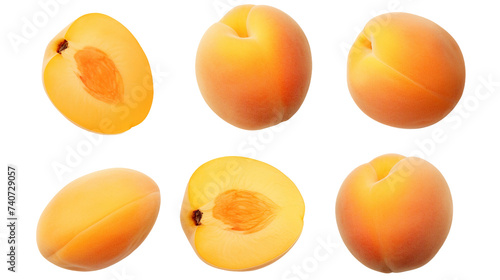 Apricots Collection: Fresh, Colorful Fruits for Healthy Snacks, Top-View 3D Renderings with Transparent Backgrounds