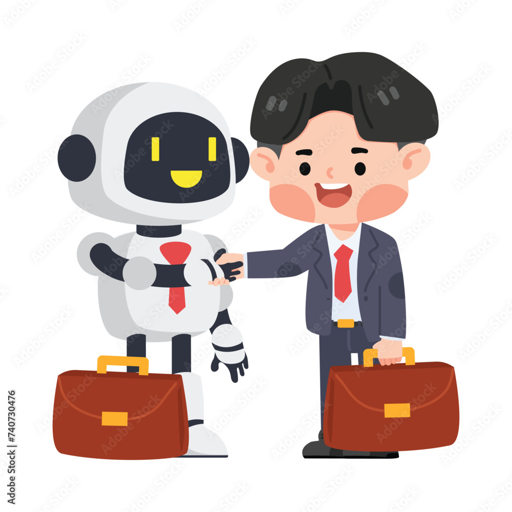 business man shaking hand with a robot business man shaking hand with a robot