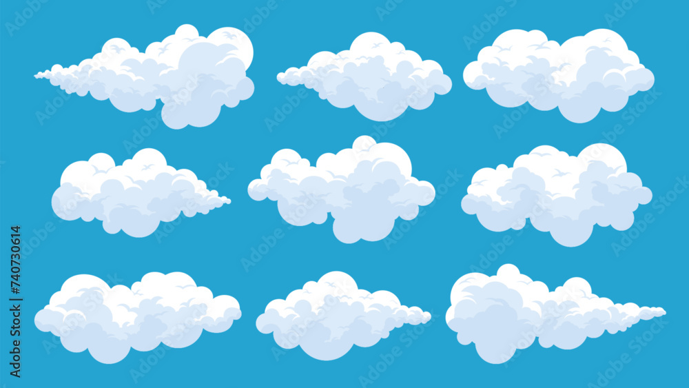 Set of vector cartoon clouds Set of vector cartoon clouds