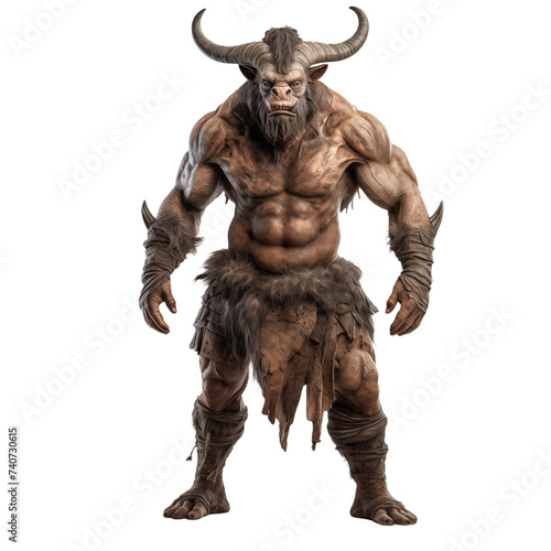 Minotaur isolated on white and transparent background. Ideal for use in advertising. Generative ai