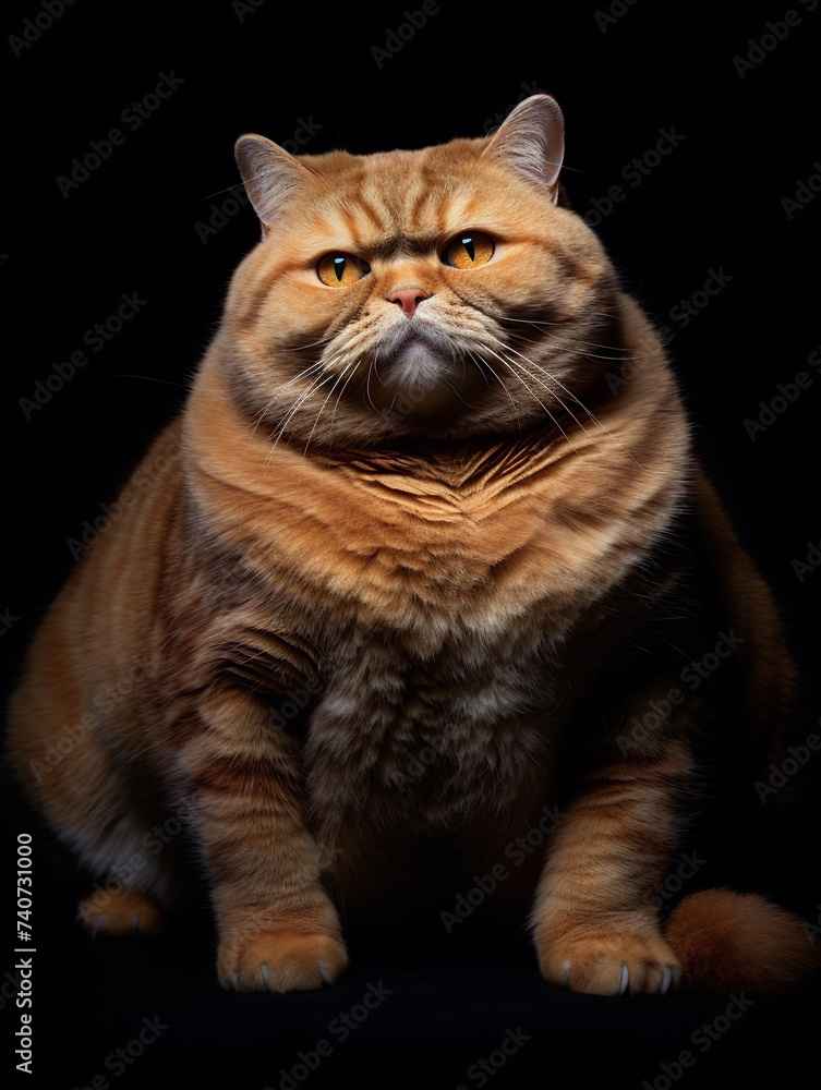 Obraz premium fat cat, white background, isolated, portrait