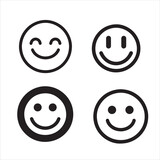 linear emoticon set, emoji face collection, expression icon vector illustration