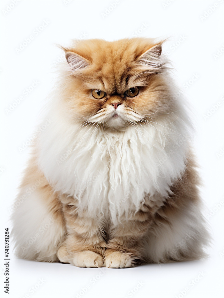 fat cat, white background, isolated, portrait