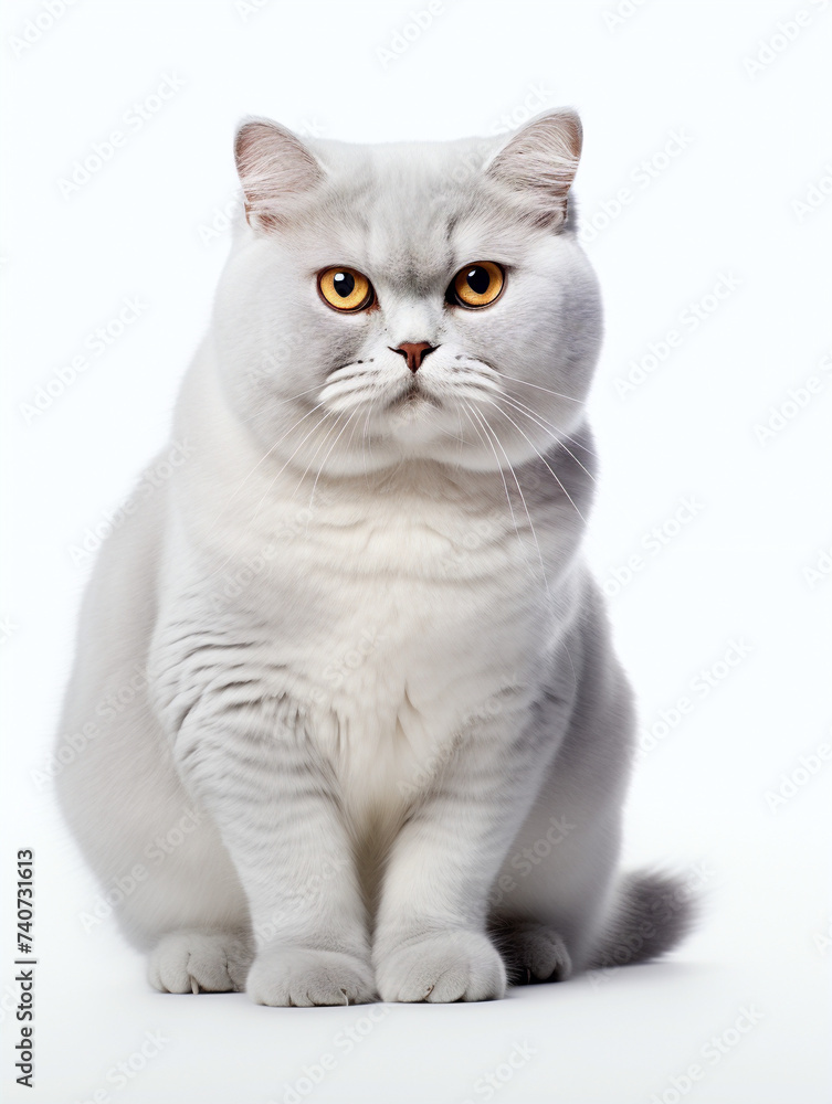 Obraz premium fat cat, white background, isolated, portrait