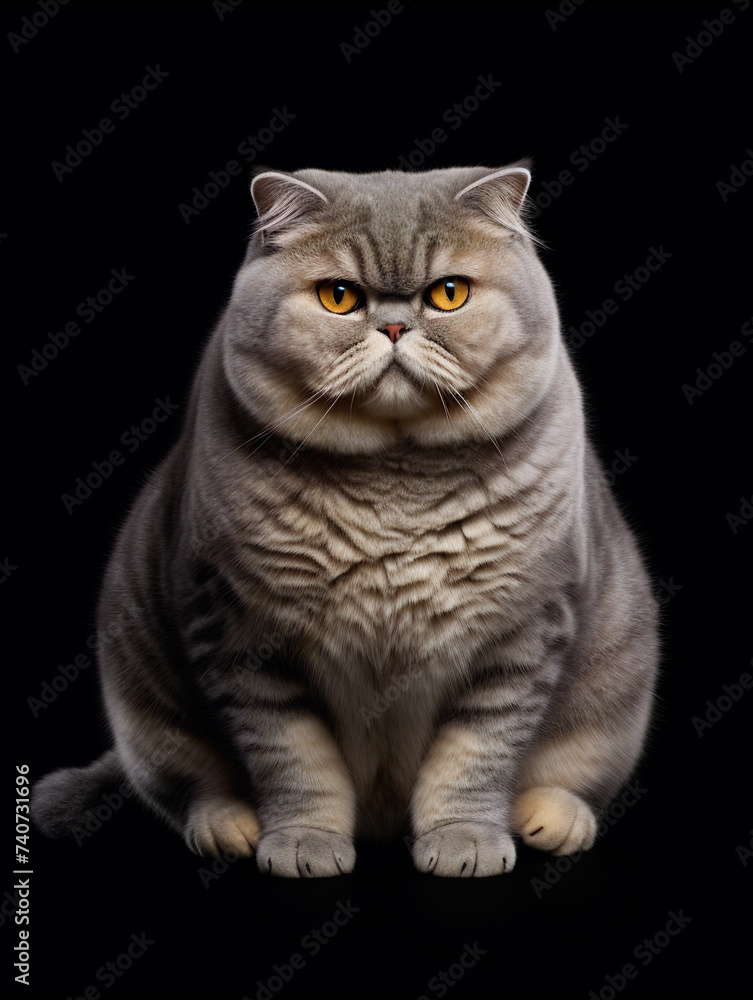 Fototapeta premium fat cat, white background, isolated, portrait