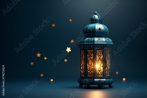 Ramadan Lantern decoration background 3d rendering . copy space - Generative ai photo