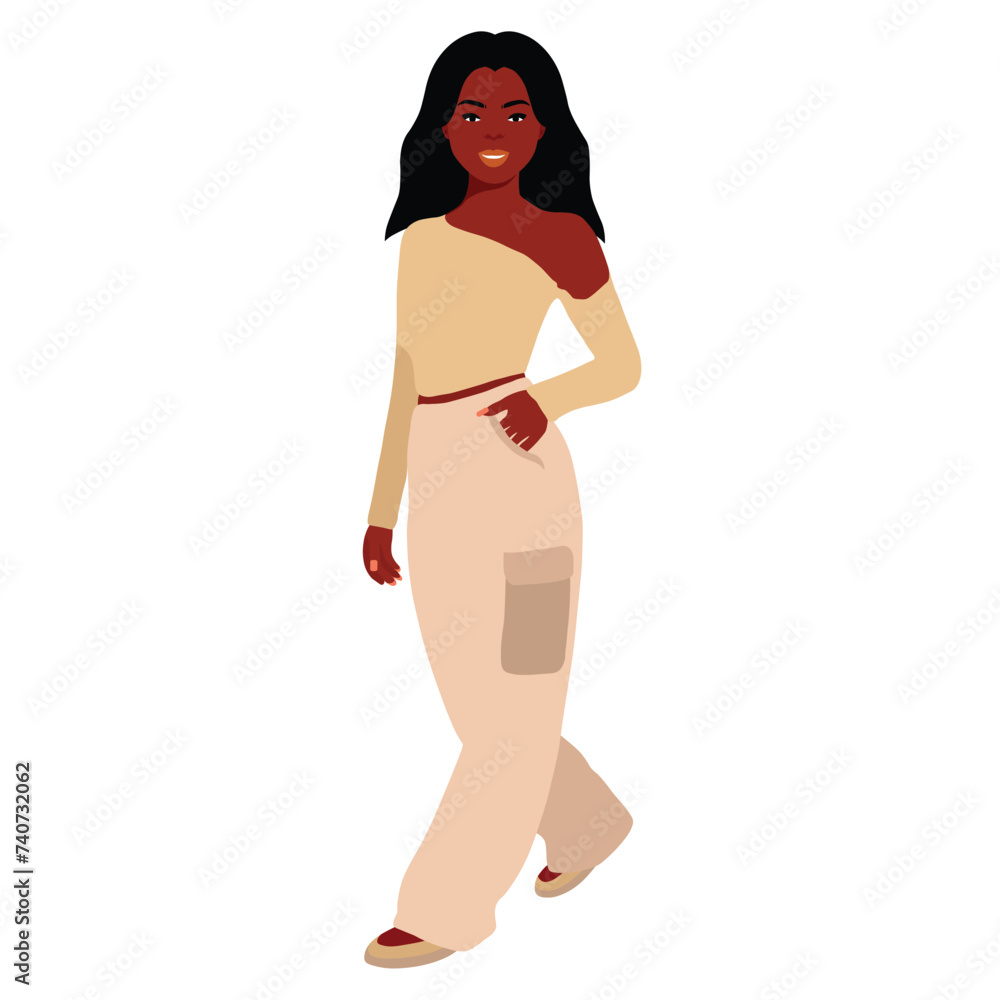 Beautiful black woman in elegant art style vector Beautiful black woman in elegant art style vector