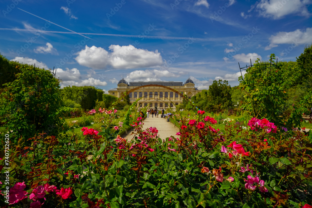 flowerbeds and beautiful french gardens in the Jardin Des Plantes .