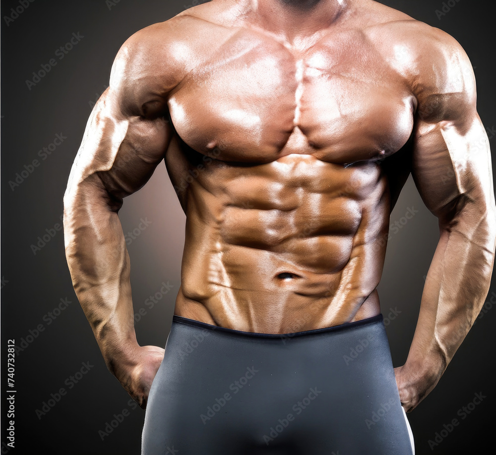 upper torso of a bodybuilder, man with big muscles