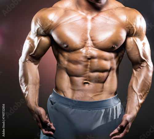 upper torso of a bodybuilder, man with big muscles