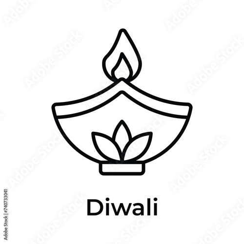 Diwali decoration, beautifully designed icon of oil lamp in modern design style