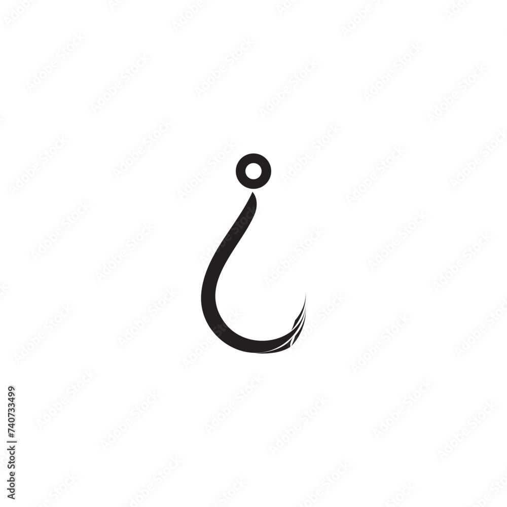 Fishing Logo, Fish And Hook Logo Template, Flat Logo Style. Fishing Logo, Fish And Hook Logo Template, Flat Logo Style.