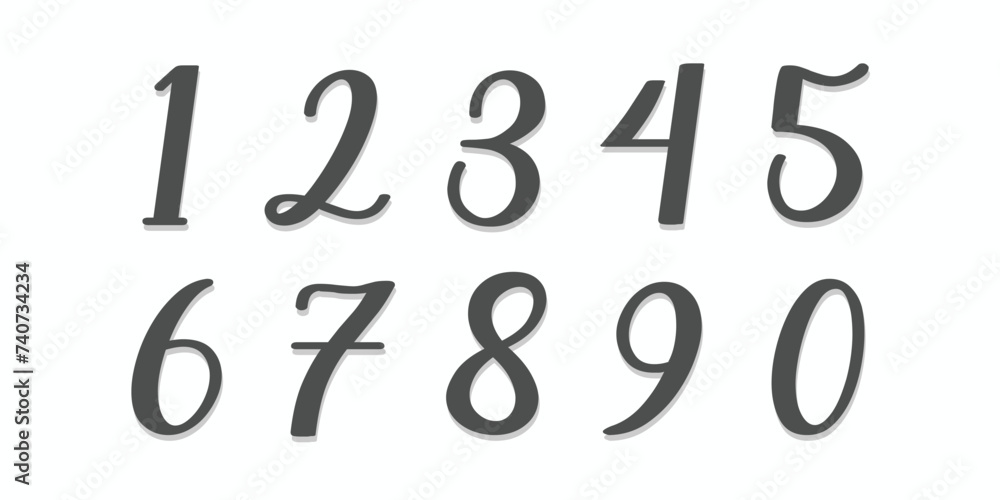 Number font. Font of numbers in classical style with contemporary geometric design. Beautiful elegant numerals. Vintage and old school retro typographic. Vector Illustration Number font. Font of numbers in classical style with contemporary geometric design. Beautiful elegant numerals. Vintage and old school retro typographic. Vector Illustration