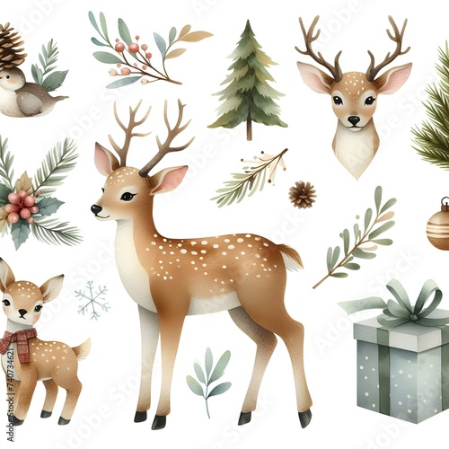 set of christmas deer