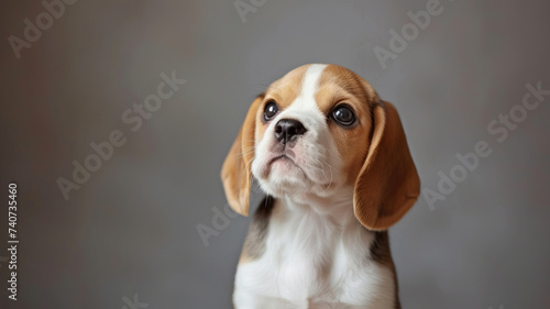 A beagle puppy's contemplative look against a serene backdrop, AI Generative.
