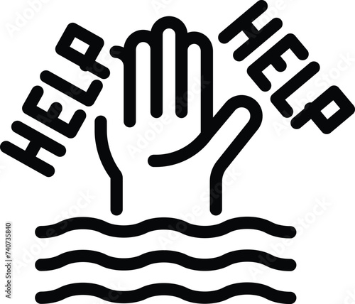 Help people marine icon outline vector. Oceanic insurance. Marine wreck
