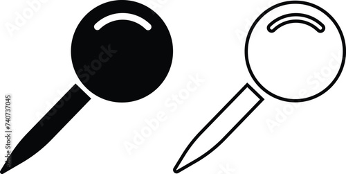 Push pin icons set. Thumbtack for note attach. Paperclip symbol Pushpin flat and line style collection isolated transparent background A needle for fixing on a board or map stock vector for web or app