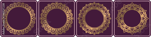 art circle elements design set. ornamental luxury mandala frame.