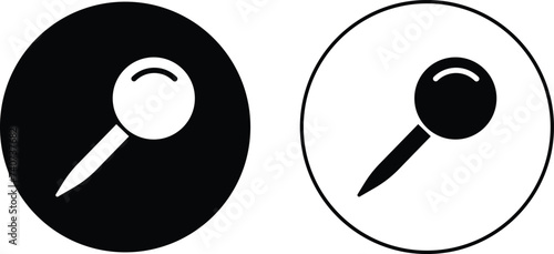 Push pin icons set. Thumbtack for note attach. Paperclip symbol Pushpin flat and line style collection isolated transparent background A needle for fixing on a board or map stock vector for web or app