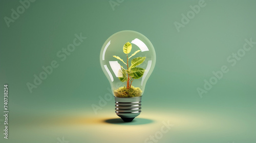 Young Green Shoot Thriving within Light Bulb
