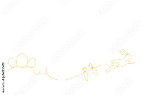 Easter Egg with cute bunny line art style. vector Illustration