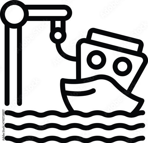 Shipwreck icon outline vector. Marine sea insurance. Lifeboat wreck