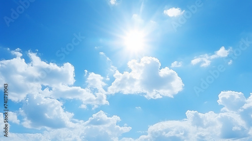 太陽と青空と白い雲　Generative AI photo