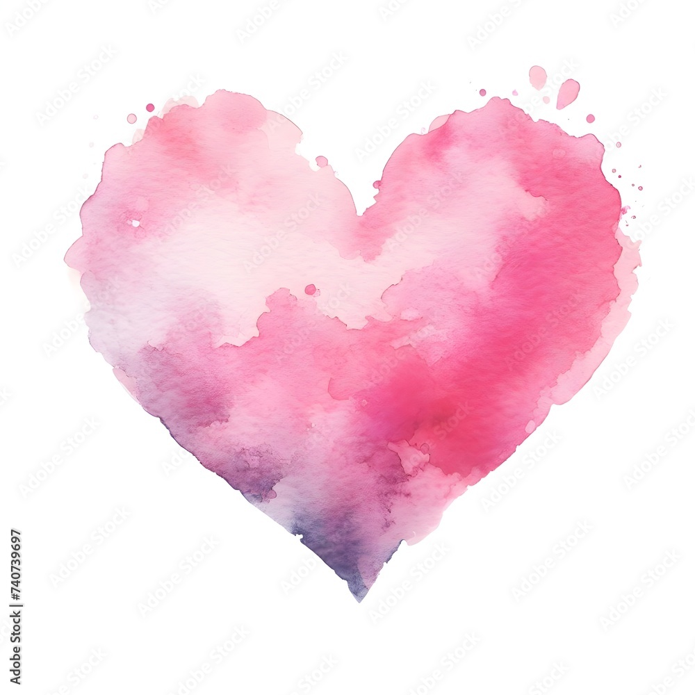 Valentines day, aquarelle illustration. hand painted watercolor hearts. Isolated objects perfect for Valentine's day card or romantic post cards. Design heart elements for valentine message.